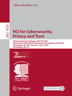 cover image of HCI for Cybersecurity, Privacy and Trust